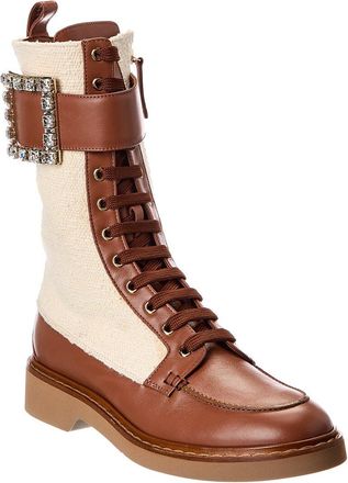 Roger Vivier Ranger Canvas & Leather Boot
