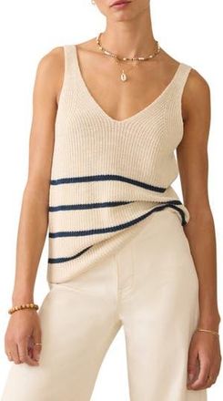Faherty Miramar Linen & Organic Cotton Blend Sweater Tank in Sand Cove Stripe at Nordstrom Rack, Size X-Small