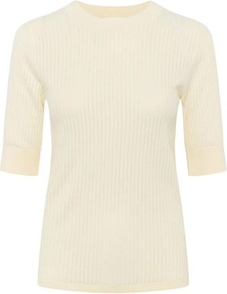 Soaked In Luxury Zachte Tee Top Whisper White - Dames - Ronde hals truien - Beige - XL - Truien & Vesten