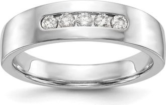 Diamond2Deal 14k White Gold Lab Grown Diamond 5-Stone Band Ring 1/4Ct Clarity- VS Color- G-H
