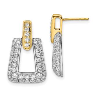 Diamond2Deal 14k Two-Tone Gold 1 3/4 ct Lab Grown Diamond Fancy Dangle Earrings VS Clarity, D-E Color