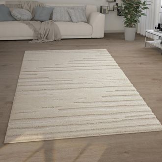 Paco Home Paco Home - Alfombra Sal&oacute;n Pelo Largo Shaggy Efecto 3d &Eacute;tnica Boho Vintage Suave 120x160 Cm, Crema 2