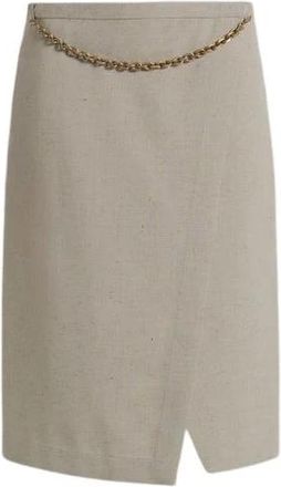 Alberta Ferretti Tweed Wikkelrok - Dames - Midirokken - Bruin - L - Tweed - Rokken
