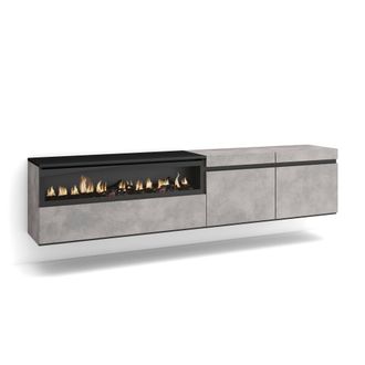 Skraut Home Skraut Home - Mueble Tv, Televisi&oacute;n, Muebles De Sal&oacute;n, Almacenaje, 200x45x35cm, Para Tv Hasta 80, Chimenea El&eacute;ctrica, Colgado, Suspendido, Estilo Mode