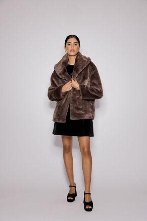 Nobody's Child Brown Faux Fur Collared Jacket