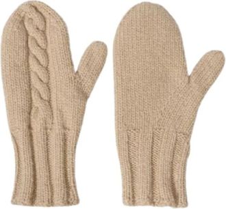 Malo Kabelgebreide Handschoenen - Dames - Handschoenen - Bruin - ONE Size - Accessoires