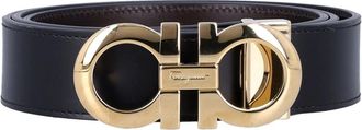 Ferragamo Zwart Hickory Gancini Riem - Heren - Riemen - Zwart - 110 CM - Leer - Accessoires