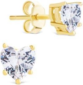 Sterling Forever Cubic Zirconia Heart Stud Earrings in Gold at Nordstrom Rack