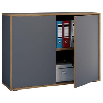 VCM Armadio da ufficio in legno Cartella File Armadio Mobili ufficio Cabinet Salia 2x Larghezza 100 cm Porte di tornitura (Antracite)