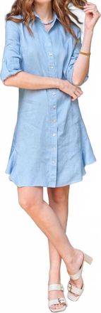 Finley Washed Linen Agatha Dress In Fresh Blue