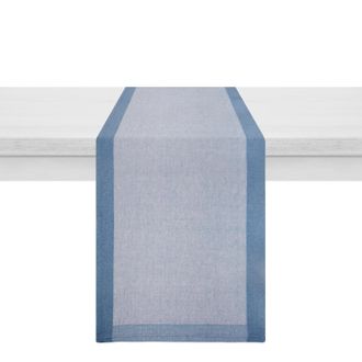 KASANOVA Runner 40x120 cm Chambray blu bordato