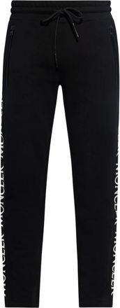 Moncler Trainingsbroeken met logo-borduursel - Heren - Sweatpants - Zwart - M - Katoen - Broeken