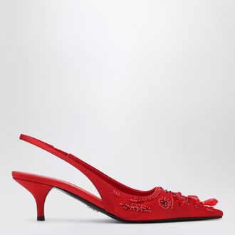 Prada D&eacute;collet&eacute; slingback rosse in seta e viscosa