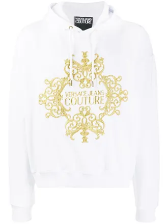 Versace Jeans Couture logo hoody - men - Cotton - 2XL - White