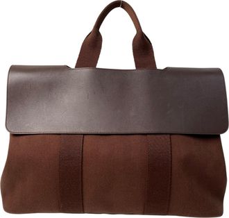 Herm&egrave;s Brown Canvas Handbag Pouch Tote Bag (Pre-Owned)