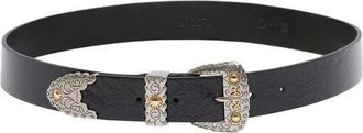 Pinko Cintur&oacute;n de Piel con Hebilla Met&aacute;lica - Accessories - Mujer - Negro - M