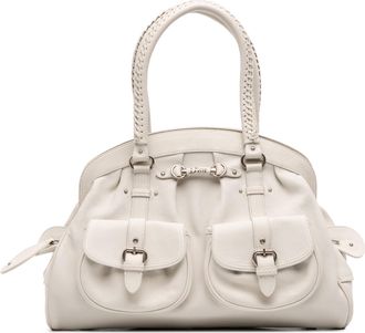 Dior Pre-owned Womens Saddle Boston Bag Buckle Pockets - Light Grey Leather - One Size