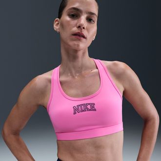 Nike Womens Swoosh Medium Support Padded Sports Bra in Pink | IM7504-675