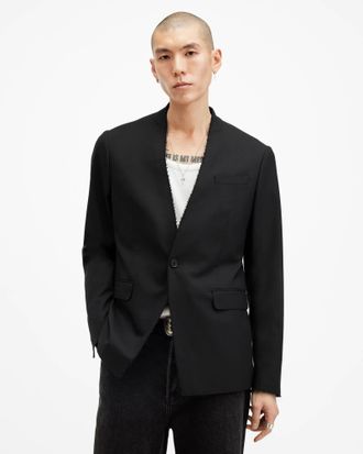 AllSaints Polyester Wren Collarless Slim Fit Blazer, Size: 38