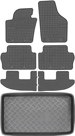 OEM Volkswagen Sharan Ii Van Del 2010 Set - Alfombrillas De Goma Para Coche + Alfombrilla Para Maletero
