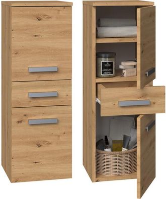 Topeshop Nina - Mobile bagno 2 ante + 1 cassetto - 30x30x85cm - Colonna portaoggetti per bagno basso