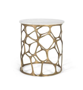 Giner&Colomer Mesa de centro en m&aacute;rmol y aluminio fabricada a mano