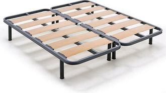 HOGAR 24 Hogar24 - Somier 160x200 Cm Tubo Acerado 40x30 mm Laminas Anchas con Sistema Anti-ruido. Patas Cilindricas de 32 Cm