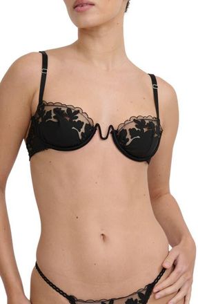Kat The Label St Clair Embroidered Underwire Bra in Black at Nordstrom, Size X-Large