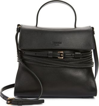 Moschino Small Tie Me Leather Top Handle Bag in Black at Nordstrom