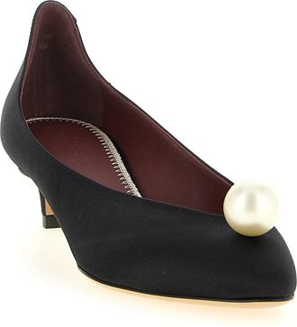 Magda Butrym Pearl-Embellished Satin Heel - Black
