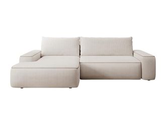 VENTE-UNIQUE.COM Sof&aacute; rinconera terciopelo 4 plazas beige 264x162cm