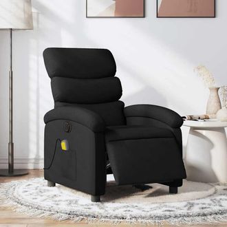 vidaXL Sill&oacute;n Reclinable De Masaje El&eacute;ctrico Tela Negro Vidaxl