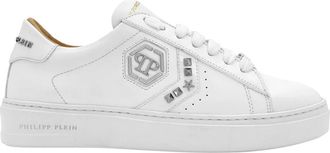 Philipp Plein Lo-Top Leather Arrow Force Studs Sneakers - Dames - Sneakers - Wit - 35 EU - Leer - Schoenen
