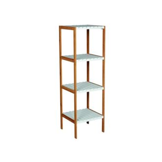MSV Estante De 4 Niveles De Bamb&uacute; Y Mdf Blanco Msv