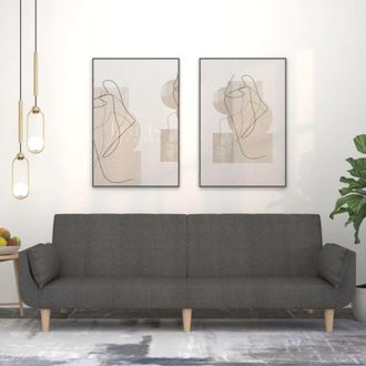vidaXL Vidaxl - Divano Letto a 2 Posti con 2 Cuscini Grigio Scuro in Tessuto