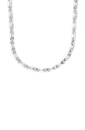 Sterling Forever Modernist Baguette Tennis Necklace in Silver at Nordstrom