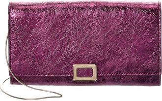 Roger Vivier Mini Buckle Leather Wallet On Chain