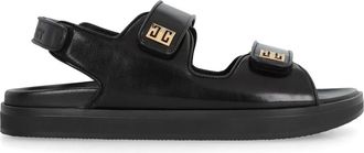 Givenchy Schoenen, Dames, Zwart, 36 EU, Leer, 4G Strap Flat Sandalen