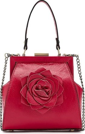 Patricia Nash Tiphanie Frame with Parisian Rose Cross Body Womens Handbags Strawberry, Faux Suede/Leather