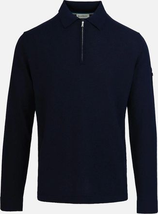 Sandbanks Mens Sandbanks Merino Wool Zip Polo Shirt Navy - Black - Size: 42