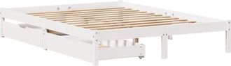 vidaXL Bed Frame without Mattress White 150x200 cm King Size Solid Wood Pine vidaXL
