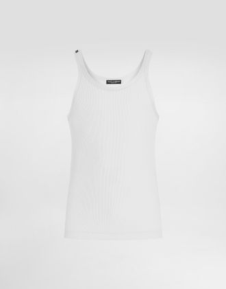 Dolce & Gabbana Ribbed Cotton Tank Top - Man T-shirts And Polos Gray Cotton 48