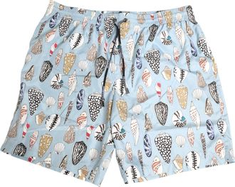 Dolce & Gabbana Blauwe Schelpdruk Nylon Heren Shorts Badmode