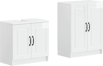 vidaXL Juego De Gabinete De Ba&ntilde;o De 2 Piezas Utrecht Blanco Brillante Vidaxl