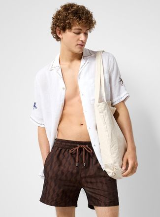Frescobol Carioca Listra chocolate wave pattern swim trunk