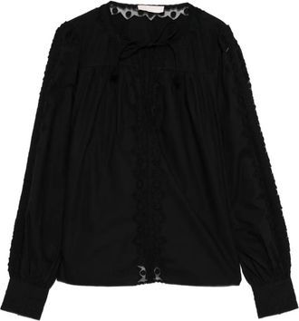 Ulla Johnson Blusa Kady a maniche lunghe con ricamo - Nero