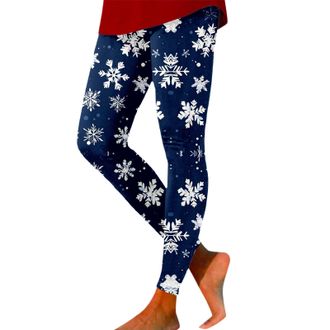 Generic Christmas Leggings for Women UK Funny Xmas Tree Reindeer Wine Glass Snowflake Printed Trendy Holiday Yoga Pants Skinny High Waist Sports Tights Ladies