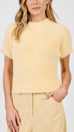 Sadie & Sage Rudy Ribbed Short Sleeve Sweater In Yellow