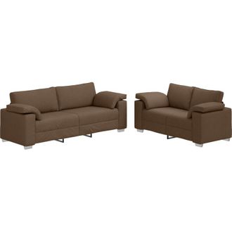 vidaXL vidaXL Set di divani 2 pcs Marrone 219 x 77 x 82 cm Tessuto