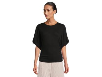 Michael Stars Vicky Scoop Neck Balloon Sleeve T-Shirts Womens Clothing Black : LG (US 8-10), Cotton/Modal/Spandex